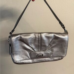 Coach Metallic Silver Clutch/Micro Bag